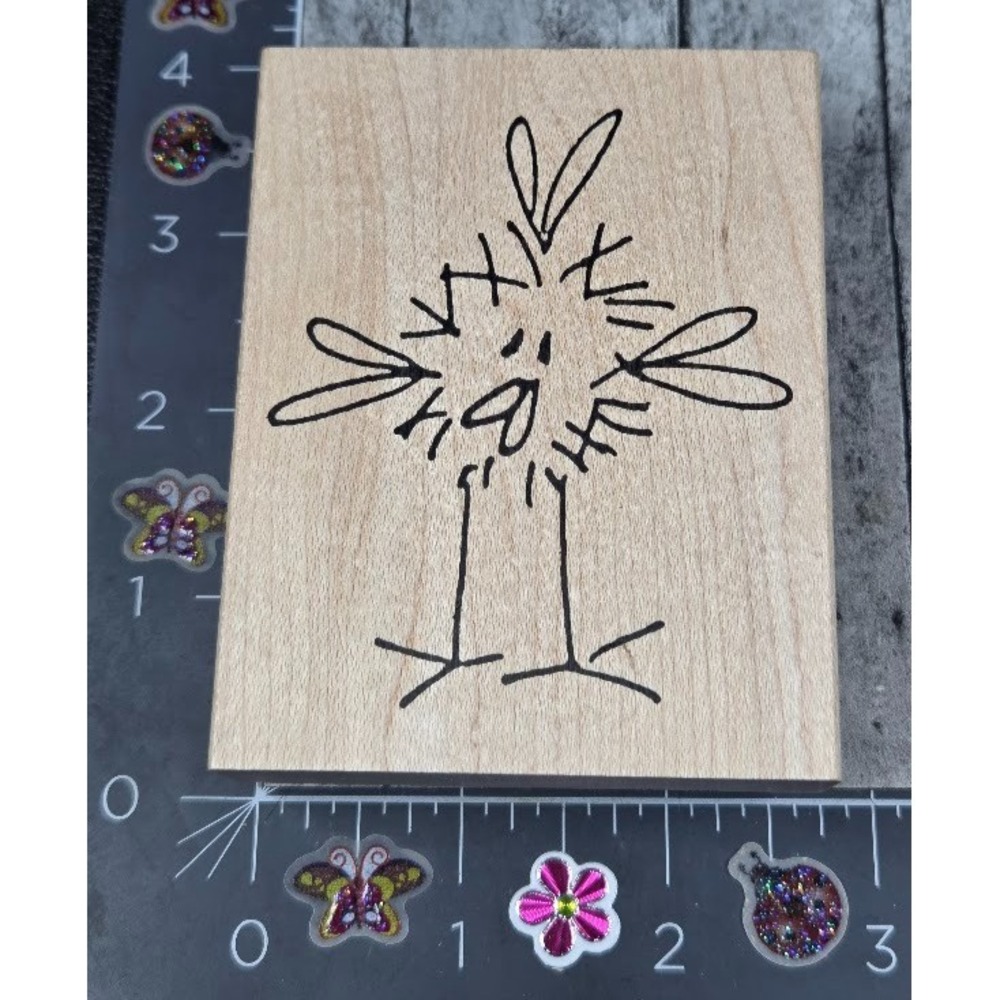 Judith Baby Bird Frazzled Chick Long Legs O-75 Rubber Stamp Wood #J99